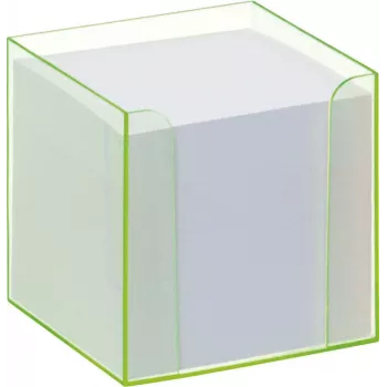 Boîte à notes Folia 9907/4 avec bord vert fluorescent et cube de papier