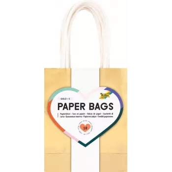 Folia Sacs cadeaux en papier dorés brillants petits lot de 10