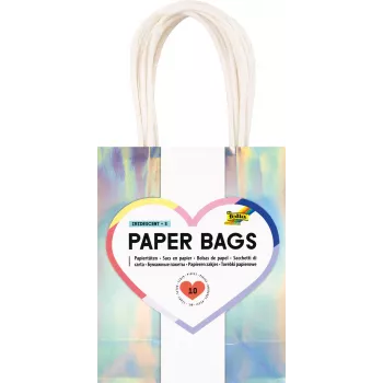 Folia Sacs cadeaux en papier iridescents petits brillants lot de 10