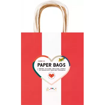 Folia 7 Sacs en papier CLASSIC M rouge naturel vert crème or métallisé 18,0 x 21 cm