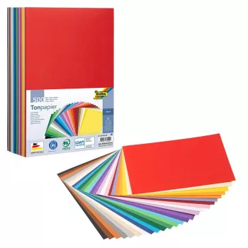 Papier de bricolage Folia couleurs assorties 130 g/m² 500 feuilles - A4