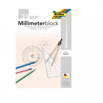 Bloc de papier millimétré Folia 8230/25 A3, 25 feuilles