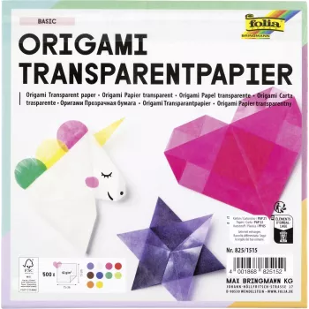 Papier à plier transparent Folia 15 x 15 cm, 50 feuilles, 42 g/m²