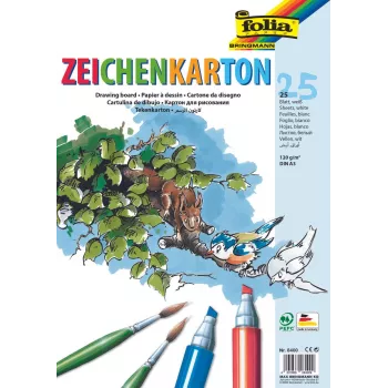 Carton à dessin Folia blanc 120 g/m² 25 feuilles DIN A4