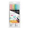 Tombow ABT-6P-4 Dual Brush Pen Set - 6 Pens - Fine & Brush Tip - Multicolour - Round