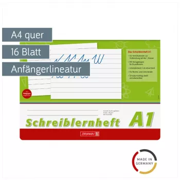 BRUNNEN cahier d'apprentissage de l'écriture A4q 16 feuilles ligné sans marge - A1