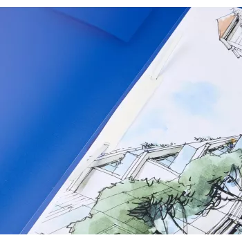 Chemise à sangle BRUNNEN FACT! PP translucide bleu DIN A4 à griffes métalliques 150 feuilles