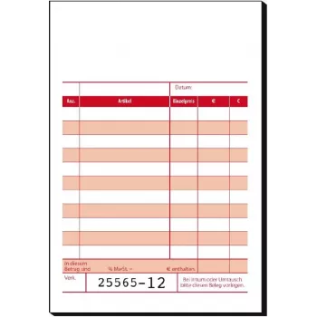SIGEL KC621 bloc de caisse avec feuille d'addition, 10 x 16,5 cm, 2 x 50 pages, numérotation continue