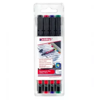 Marqueur permanent EDDING 140 S pointe fine noir bleu vert rouge 4 pièces