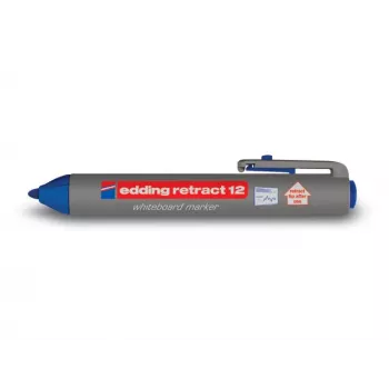 EDDING Retract 12 Marqueur permanent, pointe biseau, largeur de trait 1,5-3 mm, encre bleue, lot de 10