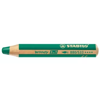 Crayon de couleur STABILO woody 3 en 1 - vert - mine 10 mm - 1 pièce
