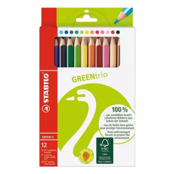 Crayons de couleur STABILO GREENtrio - Couleurs assorties - Lot de 12