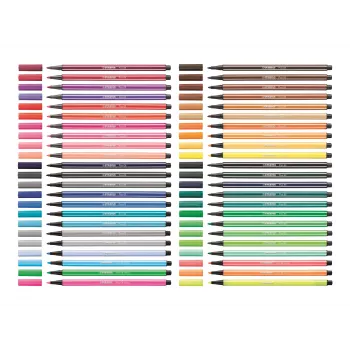 Ensemble de feutres STABILO Pen 68, 20 couleurs assorties, boîte en plastique, Zebrui turquoise, largeur de trait 1 mm