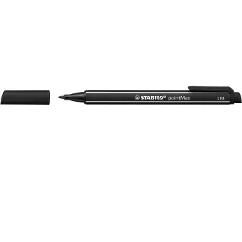 Feutre STABILO pointMax - Noir - Medium - 0,8 mm - Ronde - Encre à base d'eau - Pointe nylon