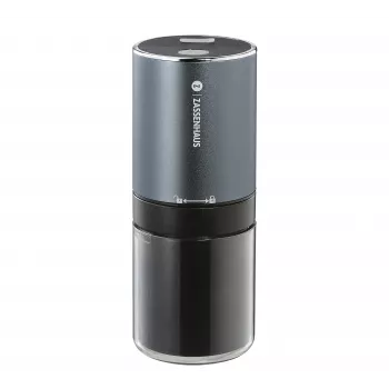 Moulin à café USB Zassenhaus Mini Master, meules coniques en céramique, rechargeable, noir/argent