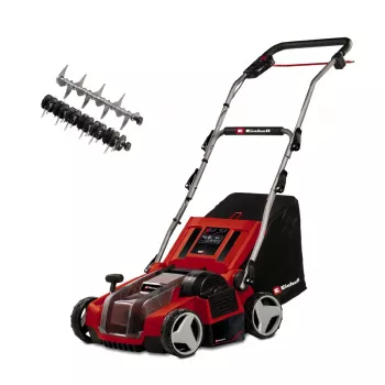 Einhell GE-SA 36/35 Li-Solo Power X-Change Scarificateur et aérateur sans fil, 36V, largeur de travail 350mm, sans batterie ni chargeur, avec fermetures à serrage rapide et réglage de la hauteur de coupe (3420685)