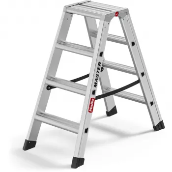 Hailo Master D100 2 x 4 Step Ladder - Double-Sided Aluminium Step Ladder, 150 kg Capacity, EN 131