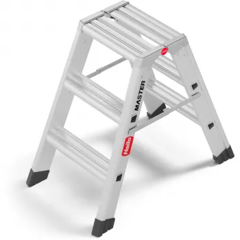 Escabeau pliant double face Hailo Master D80 2 x 3 marches, aluminium, capacité de charge 150 kg, EN 131