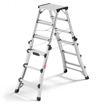 Échelle combinée télescopique Hailo Master DTL100 2x4 - 2x6 marches 150 kg aluminium