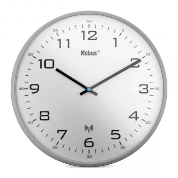 Horloge murale radio-pilotée MEBUS 13081 argent 30 cm