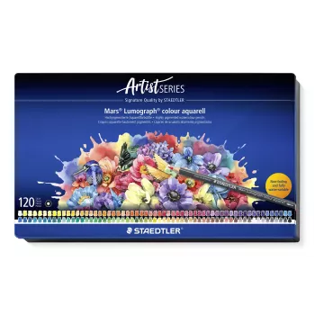Crayon aquarellable STAEDTLER Mars Lumograph Aquarell 104 M120, HB, mine grise, hexagonal, certifié PEFC, crayon à l'unité