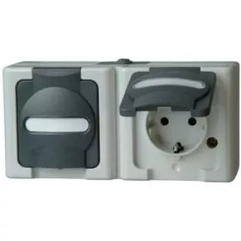 HEINRICH KOPP BLUE ELECTRIC combinaison en saillie interrupteur et prise Schuko, gris (131256002)