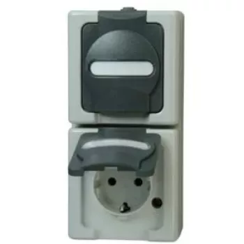 Heinrich Kopp 131456008 prise Schuko 2 postes verticale, en saillie, noir/gris, 250V, 16A