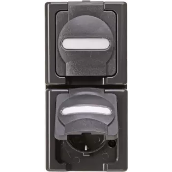 Heinrich Kopp BlueElectric prise en saillie 2 postes IP44 anthracite brillant avec couvercle rabattable