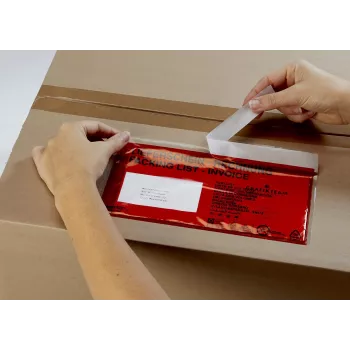 Pochettes autocollantes pour documents Vereinigte Papierwarenfabriken Docufix DL bon de livraison/facture rouge/transparent lot de 1000