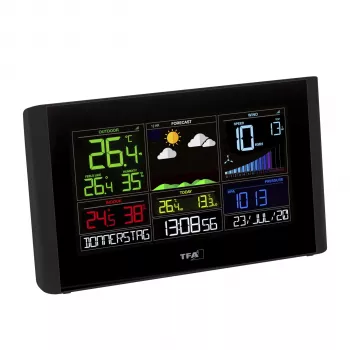 TFA VIEW BREEZE 35.8001.01 station météo Wi-Fi avec écran LCD couleur, prévisions 12-24 heures, blanc
