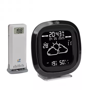 TFA TFAme 35.8102.01 station météo WLAN avec écran LCD couleur, Wi-Fi, contrôle par application, prévisions professionnelles