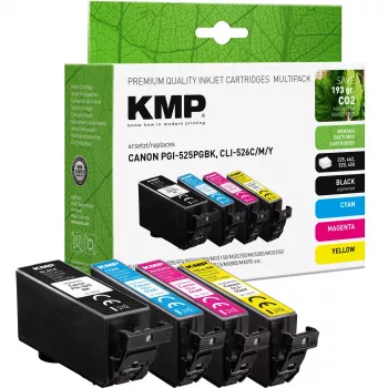 KMP set de cartouches d'encre compatibles pack de 4 noir cyan magenta jaune pour Canon PGI-525/CLI-526