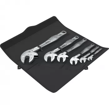 Wera 6004 Joker 6 Set 1 jeu de clés à fourche, 6 pièces, 10-19 mm, acier chrome-molybdène, nickelé-chromé, avec pochette textile