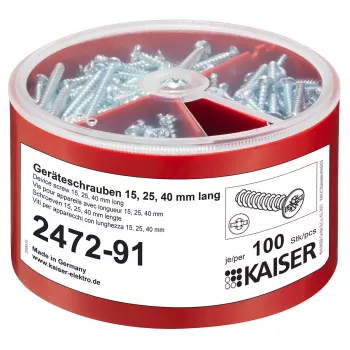Kaiser Elektro 2472-91 Device Screw Assortment Box 100 pcs each 3.2x15/25/40 mm