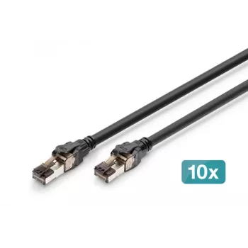 DIGITUS Câble patch CAT 8.1 S/FTP, Cu, LSZH, 5 m, noir, 10 pièces