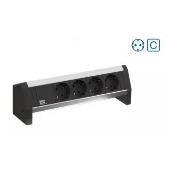 Multiprise Bachmann Desk 1 - 3 prises secteur Type F - aluminium/plastique - 324 mm - intérieur