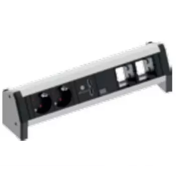 Bachmann DESK 1 panneau de raccordement de bureau, aluminium, noir, 2 prises AC, 230 V, 16 A, fonction de charge USB