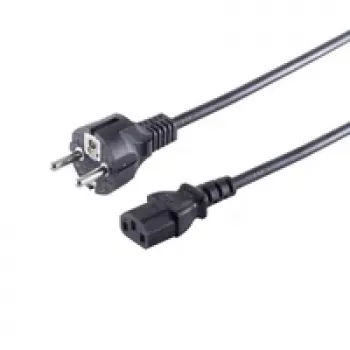 S CONN Maximum Connectivity Mains Power Cable Schuko Straight CEE 7/7 to C13 Black VDE 1.8 m