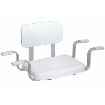Tabouret de douche Weinberger Gratia avec dossier - hauteur réglable, blanc/argent