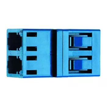 Connecteur fibre optique LC duplex multimode OM3/OM4 Telegärtner J08071A0017, bleu, férule céramique