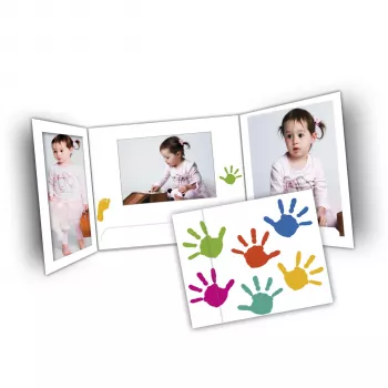 DAIBER pochettes portrait Hands 13x18 cm, lot de 25, blanc avec motif empreinte de main multicolore