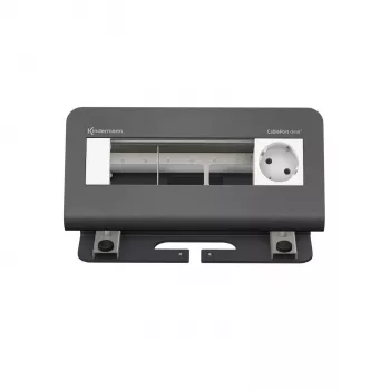 Kindermann CablePort desk² Plaque de connexion de bureau 4 voies - 4 prises Schuko, 2x RJ45 Cat.6A, 2x USB-A, 1x HDMI, 1x USB-C, noir