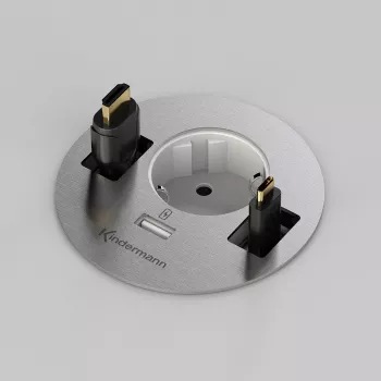 Kindermann CablePort table³ Boîtier de connexion de table à encastrer, argent