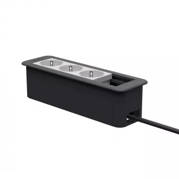 Kindermann CP Office cadre 4 voies 3 x prise de courant concentrateur de connexion de bureau argent