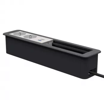 Kindermann CP Office cadre 6 voies avec 2x alimentation et 1x fonction de charge USB, argent
