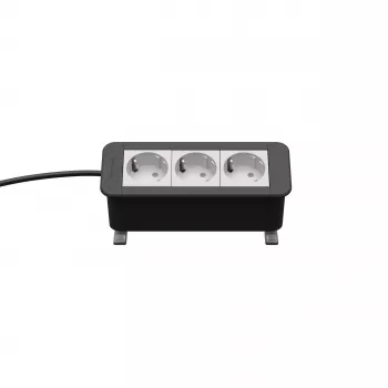 Multiprise CP Office Desk 3 voies Kindermann avec 3 prises Schuko, câble 2 m, argent/noir