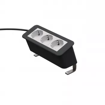 Multiprise CP Office Desk 3 voies Kindermann avec 3 prises Schuko, câble 2 m, argent/noir
