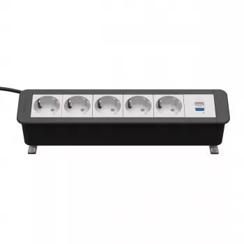 Multiprise CP Office Desk 6 modules Kindermann 5x Schuko 1x USB-C PD 60 W avec pince