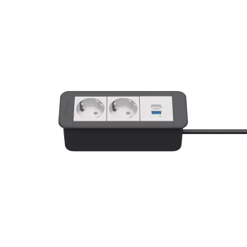 Kindermann CP Office cadre 3 voies 2x Schuko 1x USB-C PD module de connexion de table