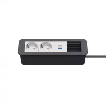 Kindermann CP Office cadre 4 voies 2x Schuko 1x USB-C PD module d'alimentation et de données de table